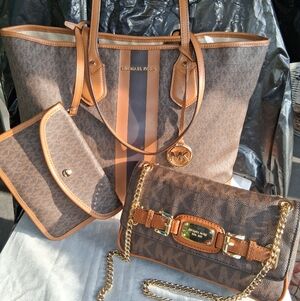Michael Kors Brown Tote, Wallet And Smaller Shoulder Bag Set